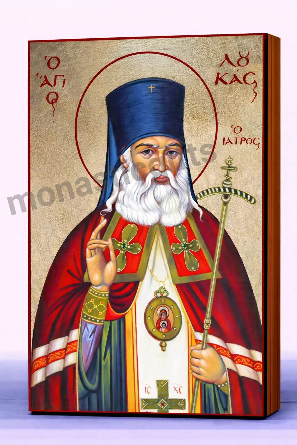 Saint Luke the Evangelist and Physician Byzantine Icon – Handmade Wooden Orthodox Icon on Gold Silk Canvas, Various Sizes