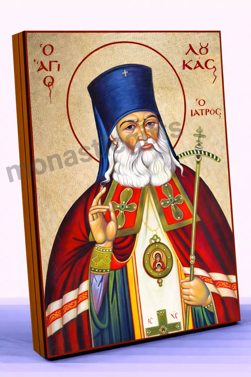 Saint Luke the Evangelist and Physician Byzantine Icon – Handmade Wooden Orthodox Icon on Gold Silk Canvas, Various Sizes