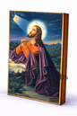 Christ in Prayer (Christ the Praying One) Byzantine Icon – Handmade Wooden Orthodox Icon on Gold Silk Canvas, Various Sizes