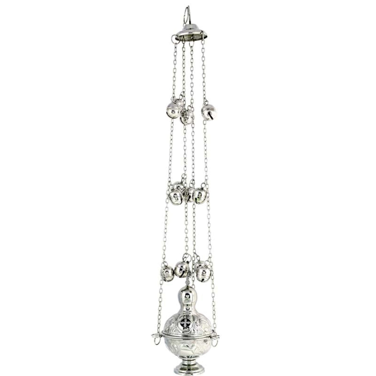 Orthodox Hanging Nickel Censer Handmade Carved Thurible 18cm 7.09"